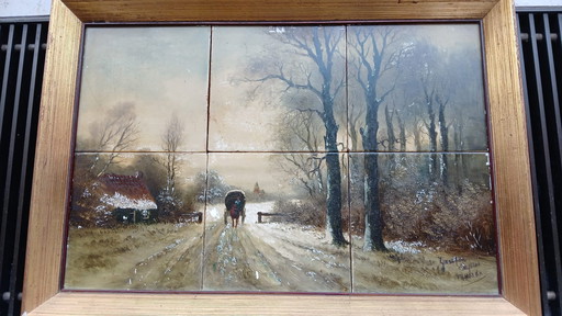 Schilderij Tegelplateau Winters Landschap