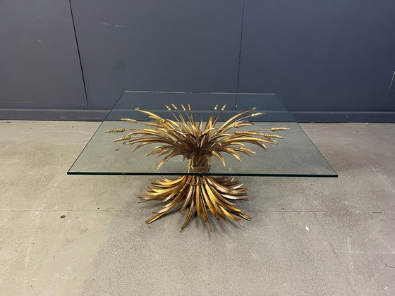 Image 1 of Vintage gilt metal sheaf of wheat coco chanel coffee table, 1960s