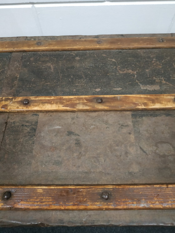 Image 1 of Original Antique Travel Cabin Case Metal/Wood