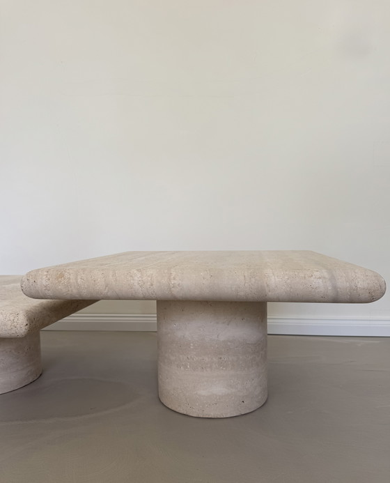 Image 1 of Vintage Travertine Coffee Table Set