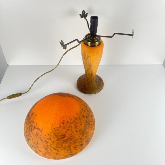 Image 1 of Lampada a forma di fungo in vetro arancione screziato, Massive, Belgio 1970