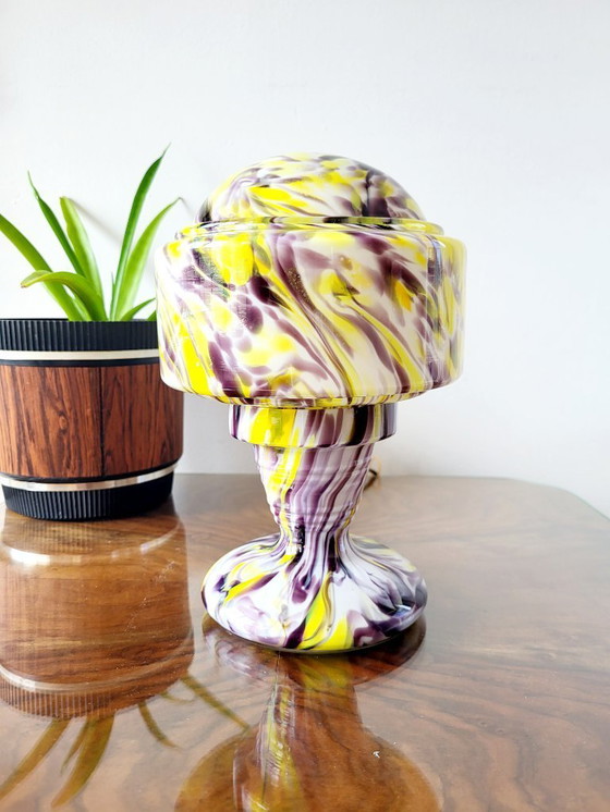 Image 1 of Lampe de table Art déco en verre opalin multicolore, Verreries de Scailmont, Henri Heemskerk, Belgique,années 1930