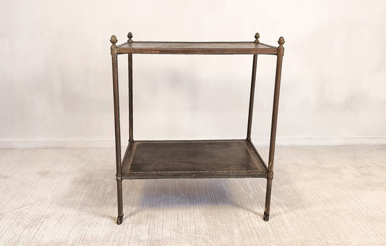 Image 1 of 😍✨Prächtiger Barwagen von Maison Jansen – Messing, Bronze und Blattgoldleder – Um 1950✨😍