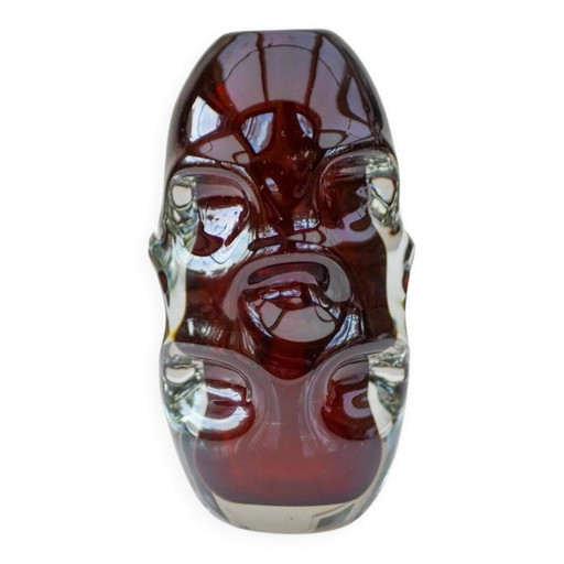 Mid-century modern handmade crystal vase in dark red by Börne Augustsson for Åseda