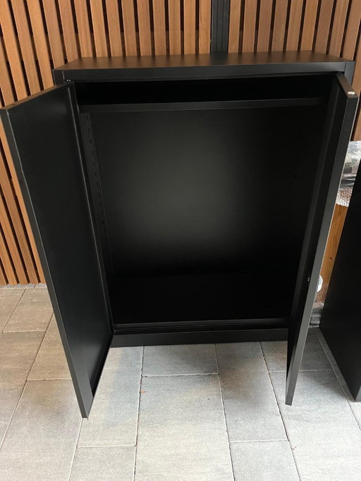 Two sturdy filing cabinets, metal, anthracite