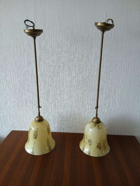 Image 1 of Kelkglas Lampen – Kloklampen – Art Deco - Gemarmerd 