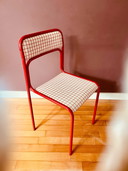 3 Danish red chairs