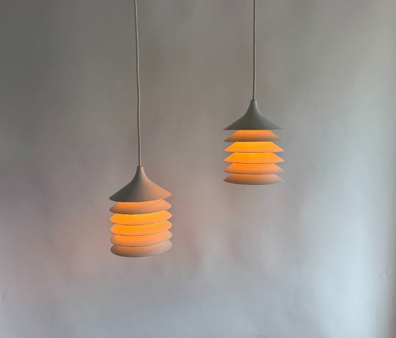 Image 1 of 2x Vintage IKEA lamp: witte Duett T202, Bent Gantzel Boysen