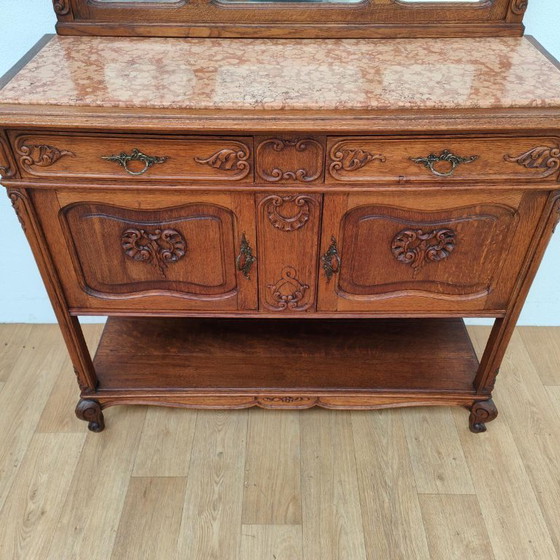Credenza antica vintage, comò, credenza con vetrina con piano in marmo – Credenze con vetrina, Legno (photo 18 of 18)