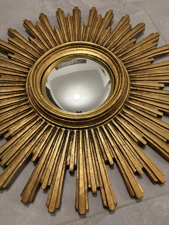 Image 1 of Zonnestralen bolle spiegel koud blad Hollywood regency