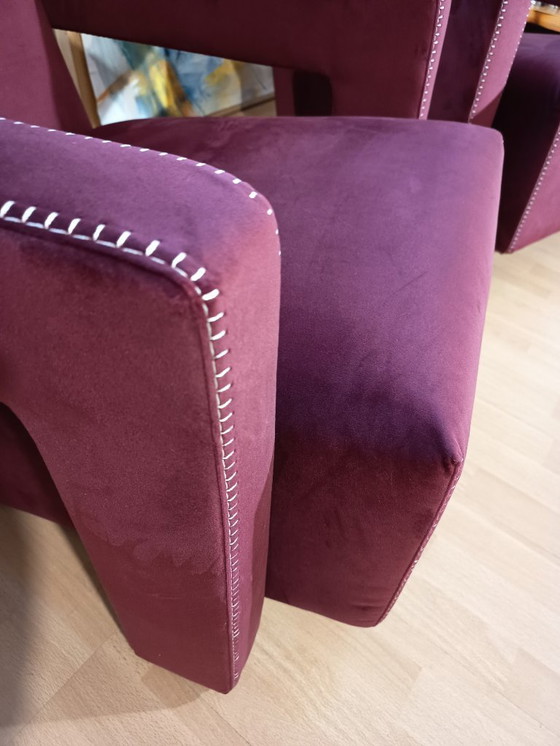 Image 1 of CASSINA 2X Poltrone 637 UTRECHT  (NUOVE MAI USATE) in Velluto 13L Ortigia/Plum con Cuciture in filo Naturale a punta Cavallo
