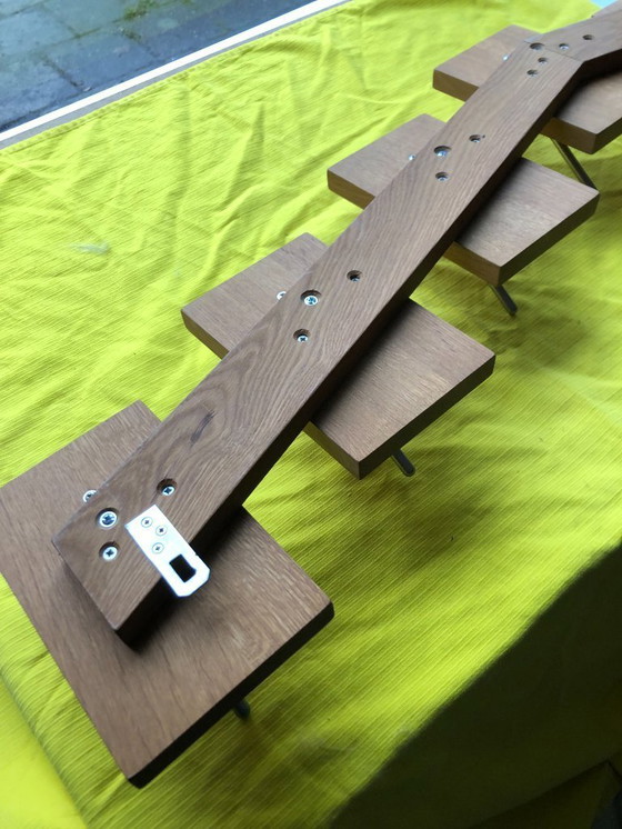 Image 1 of Appendiabiti da parete vintage in legno massello con 5 ganci - 94 cm