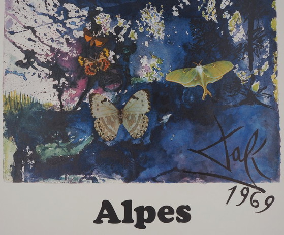 Salvador Dali : Les Alpes, SNCF (Suite Papillon), Lithographie Originale Signée (photo 4 of 7)