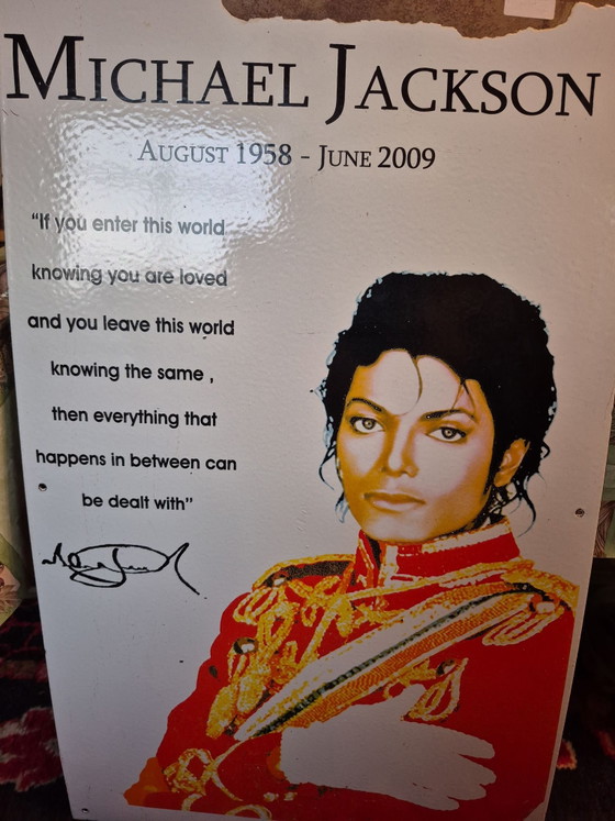 Emaille-Schild Michael Jackson, Wanddekoration, Metall, Schwarz (Foto 4 von 5)
