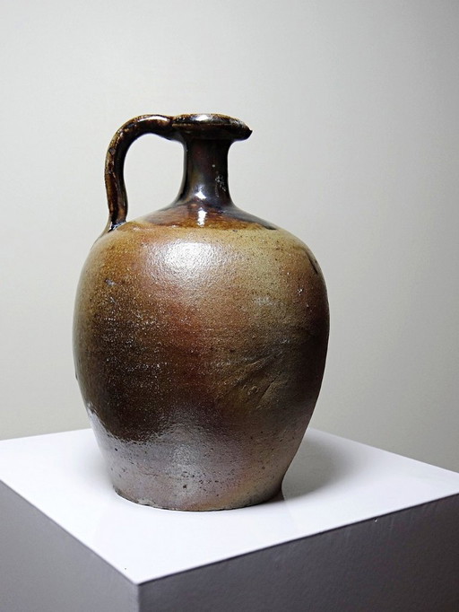 Antique 19th-20th century glazed Puisaye stoneware jug