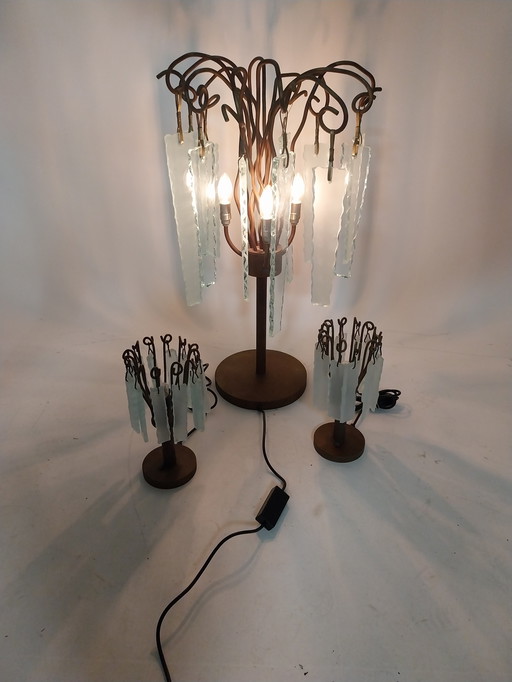 Set di 3 lampade da tavolo di Brand van Egmond "dietro il vetro smerigliato