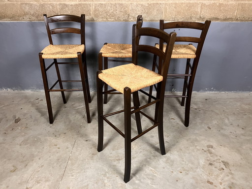 Bar stool 4x vintage rush rush brocante