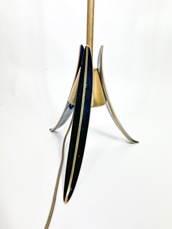 Vintage 60s Floor light, Metal, Textile, Black (photo 10 of 14)