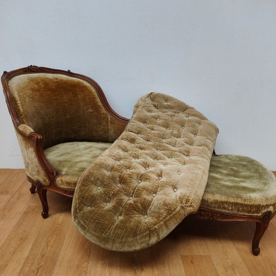 Image 1 of Divano chaise longue antico Luigi XV, divano a sdraio