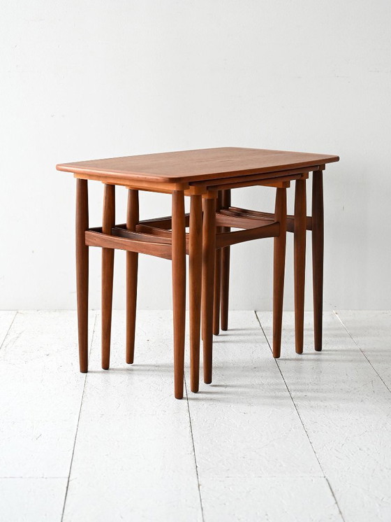 Image 1 of 1960s Scandinavian teak nesting tables set of 3