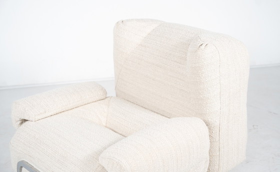 Image 1 of Mid Century Modern Paar Fauteuils, Chroom en Boucle Stof