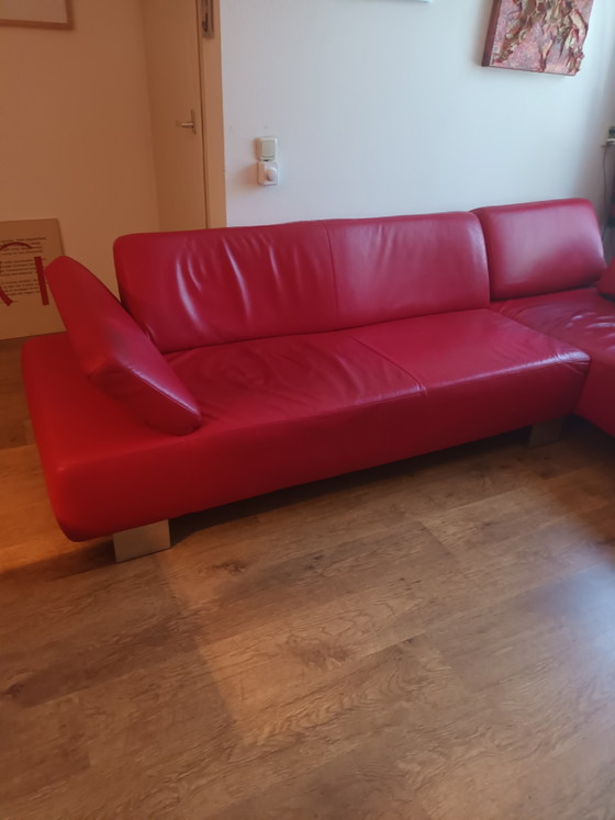 Image 1 of Rode leren design bank van Montel