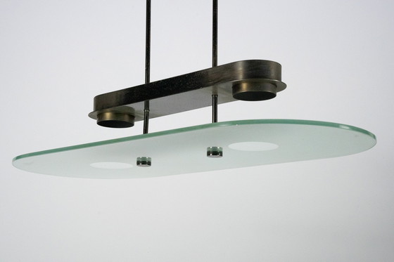 Image 1 of Lumi Milano Lustre Mid Century en laiton et verre - Italie, années 1970