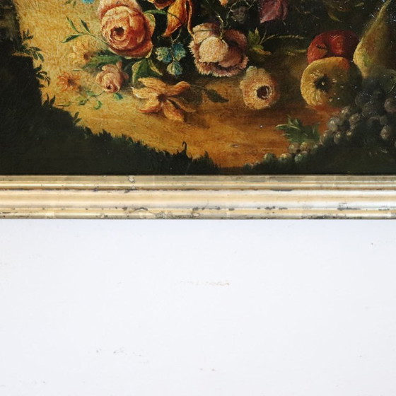 Image 1 of Antique Still Life Painting, Oil on Canvas, Italy 19th Century