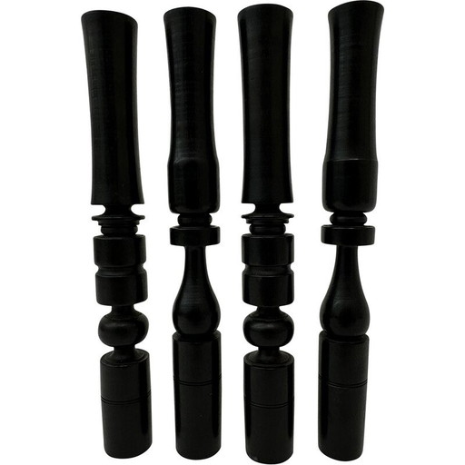 Set of 4 vintage ebony wood candlesticks, 1900