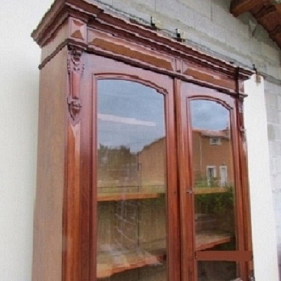 Image 1 of Libreria/vetrina antica in mogano Direttorio in due parti