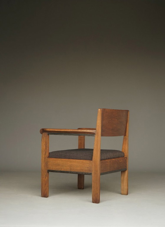 Image 1 of Lage art-deco fauteuil van Hendrik Fels voor L.O.V. Oosterbeek, jaren 1930.