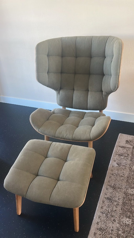 Design Stoel Incl Kruk – NORR11, fauteuils, Cotton, Wood