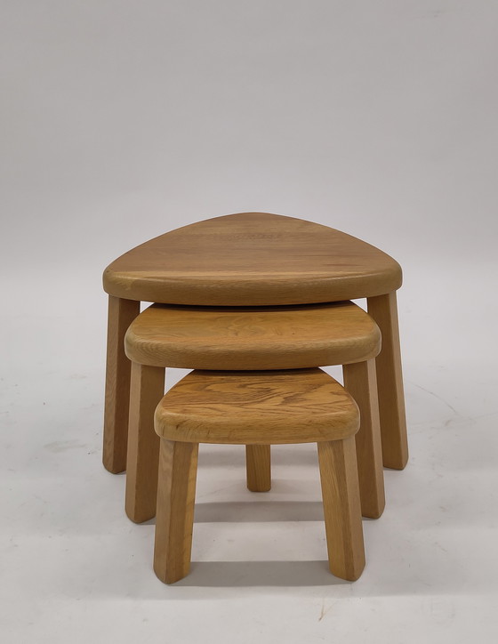 Image 1 of Tavolini brutalisti in legno di quercia