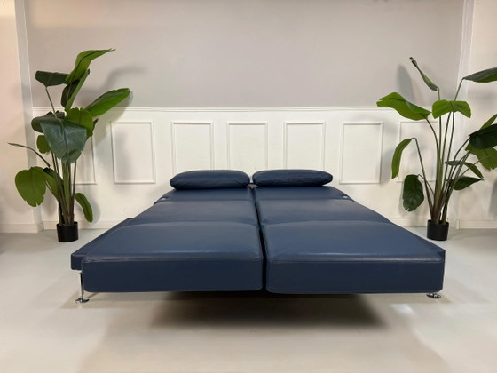 Image 1 of Brühl Moule Sofá Grande Leder Blau Schlafsofa Schlaffunktion