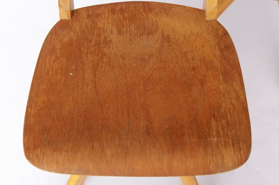 Pair Of Vintage Casala Swivel Chairs, 1970s German Industrial Beechwood Chairs, Adjustable Studio Or Desk (photo 7 of 11)