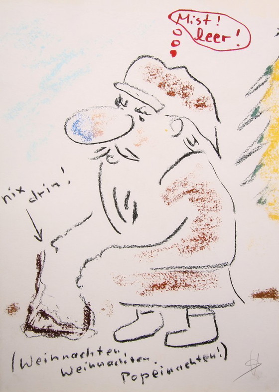 Image 1 of Christmas/Popeinachten (nix drin) von Helge Schneider, Signierter Giclee Druck