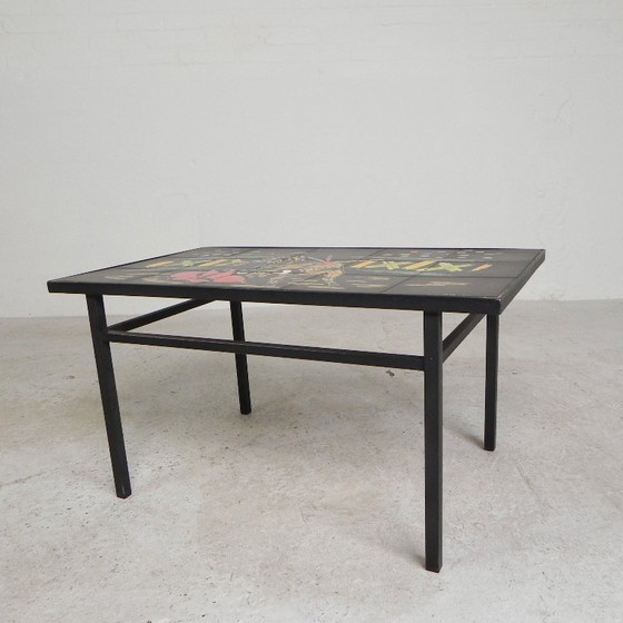 Image 1 of Tavolo vintage in piastrelle con immagine di corrida, anni '50