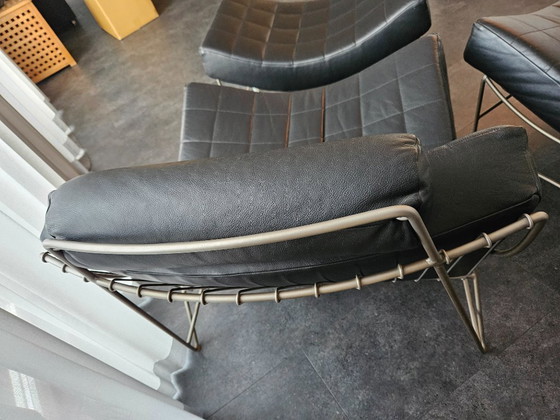 Image 1 of 2x Leolux Volare + Hocker Zwart Leder