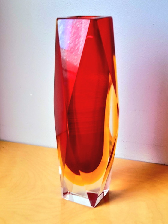 Image 1 of Sommerso prism vase, Flavio Poli, Murano 1970