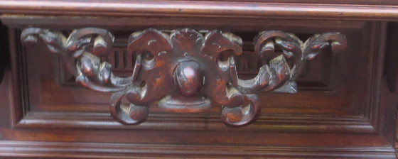 Unique Carved Vintage Cabinet with Carving and Beautiful Figures 1 Large Deep Drawer Very Good Condition (photo 6 of 11)