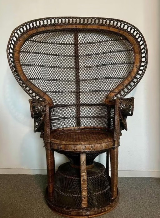 Magnifique fauteuil paon vintage des années 1970, Emannuelle