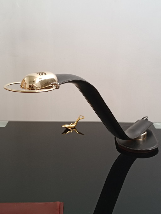 Cobra lamp met leren omwikkeling van Traso Milano 1988