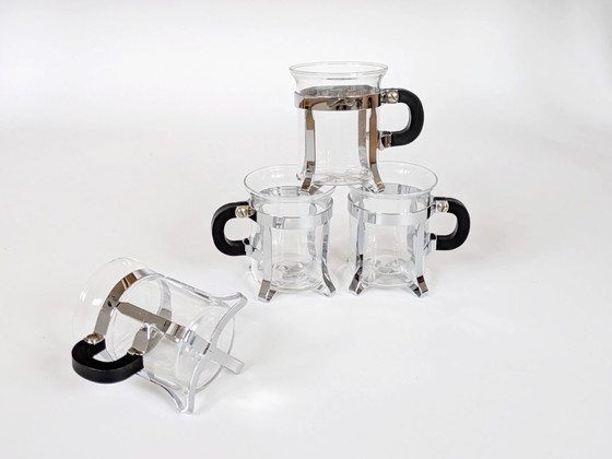 Image 1 of 4 verres à thé Bodum Chambord : design danois des années 1980 avec supports chromés