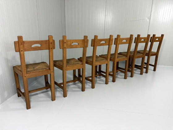 6 X Rustieke Blonde Eiken Eetkamerstoelen 1960's – Wicker (photo 20 of 22)
