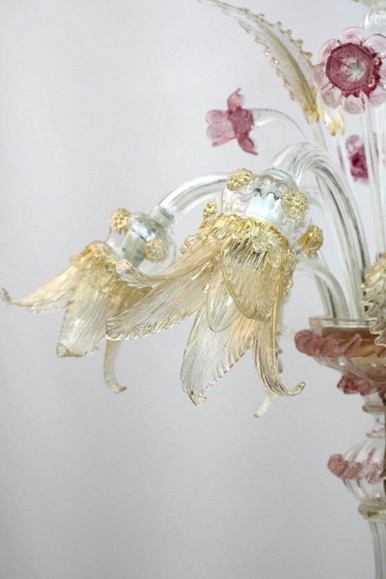 Image 1 of Lampadaire à 6 bras en verre de Murano soufflé Ca'Rezzonico, Italie, années 1950