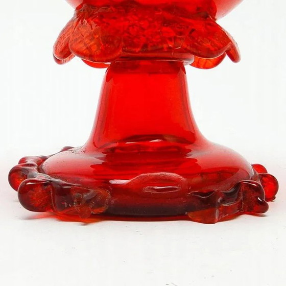 Ciotola Postmoderna su Supporto di Cracow Glassworks, Polonia, anni '70, Ciotole, Vetro, Rosso (foto 15 di 15)