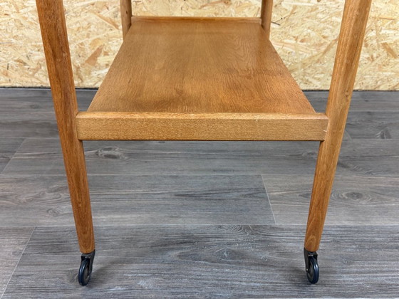 1960s/70s Oak Serving Trolley with Tray by Poul Hundevad, Denmark – Bar carts, Wood (photo 11 of 17)