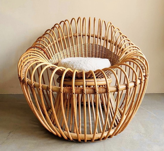 Image 1 of Chaise "Soleil" en bambou et osier par Janine Abraham et Jan Dirk Rol, France 1958