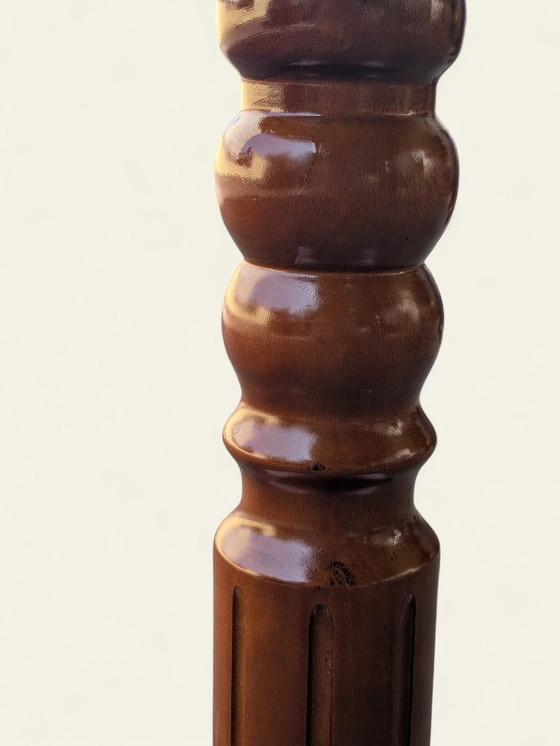 Image 1 of Rareté ! Support à plantes tourné à la main en bois véritable – Milieu du siècle, années 1960, jamais utilisé, décoration vintag