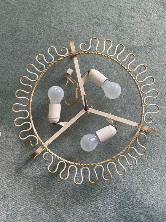 Image 1 of Plafonnier vintage unique des années 50 et 60 - abat-jour en verre